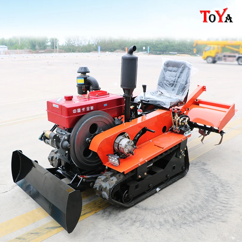 

25 hp tracked rototiller ride-on tracked tractor cultivator farm mini tracked multi-purpose garden tiller.Customised