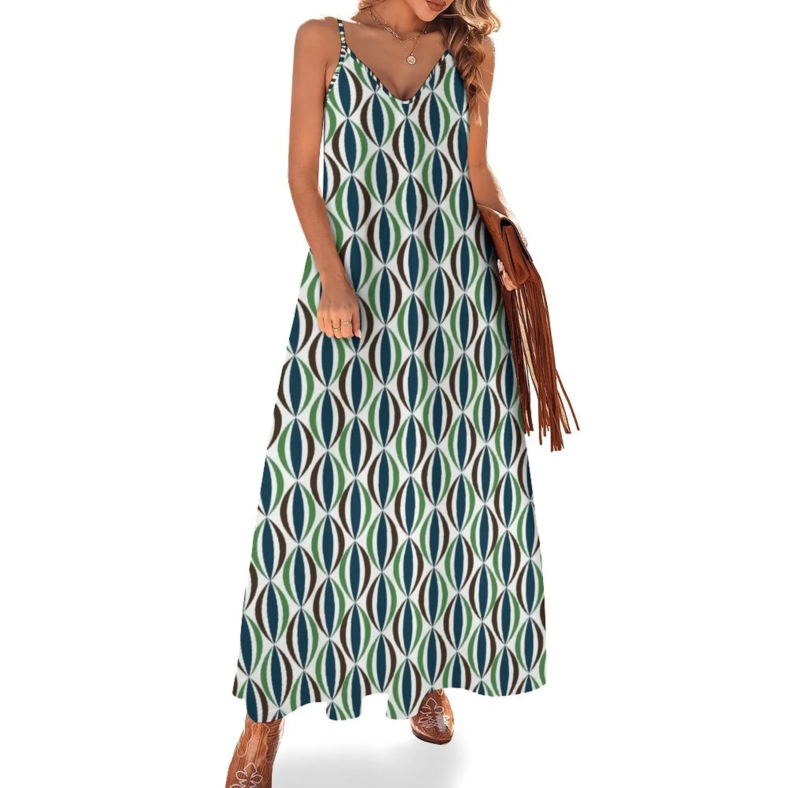 

Retro 60s Pattern Sleeveless Dress elegant chic wedding evening dresses dress party night