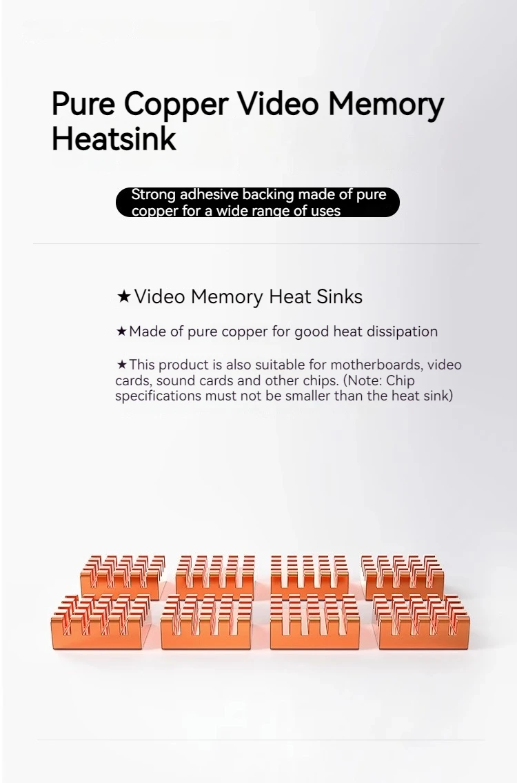 8pcs Pure Copper Heatsink 13x12x5mm Video Memory Module Heat Sink Radiator Cooli