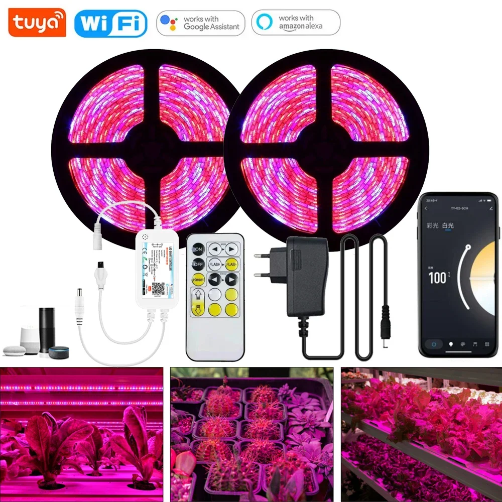 

Светодиодная лента для выращивания растений, гибкая лента для гидропонных систем, 12 В постоянного тока, Wi-Fi, 5 м