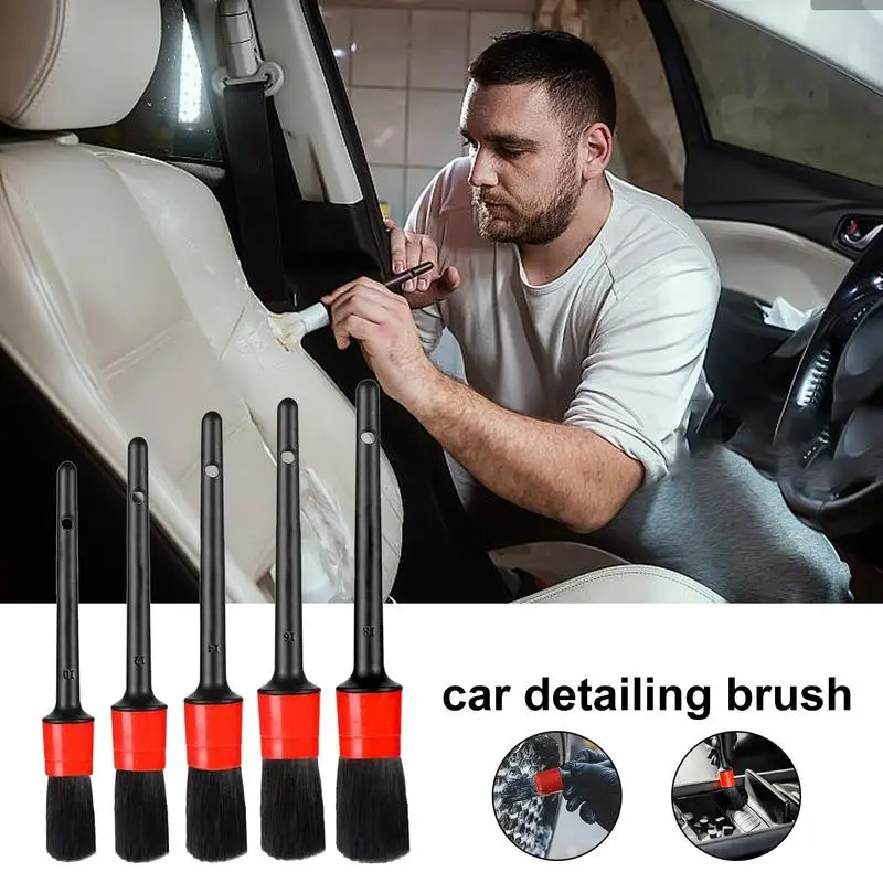 

5Pcs Car Detailing Brushes Set No Scratch Auto Detailing Supplies, Removable Head Includes Auto Detailing Brushes for air vent