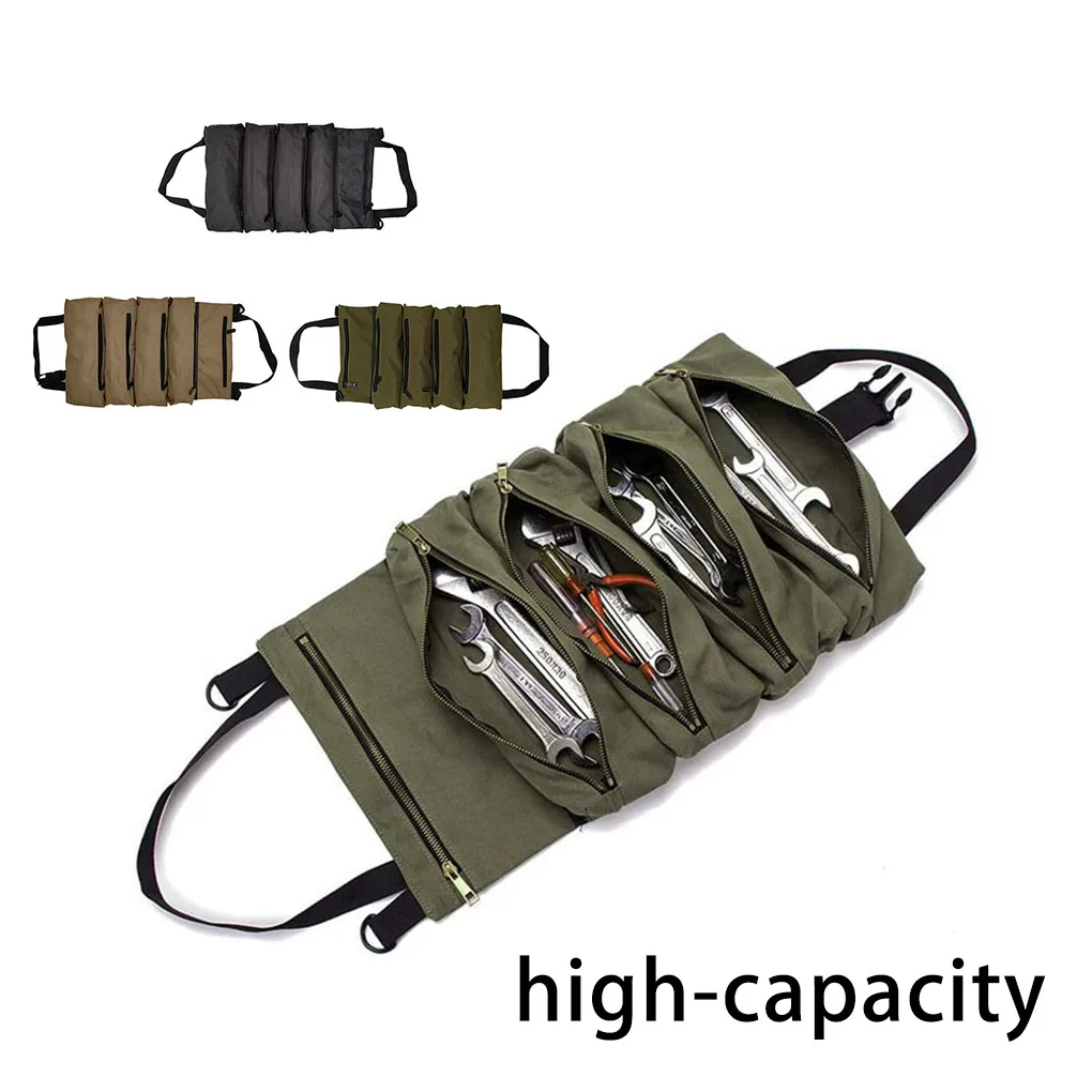 

Tool Roll Bag Car Seat Back Organizer Wrench Tools Pouch Zipper Carrier