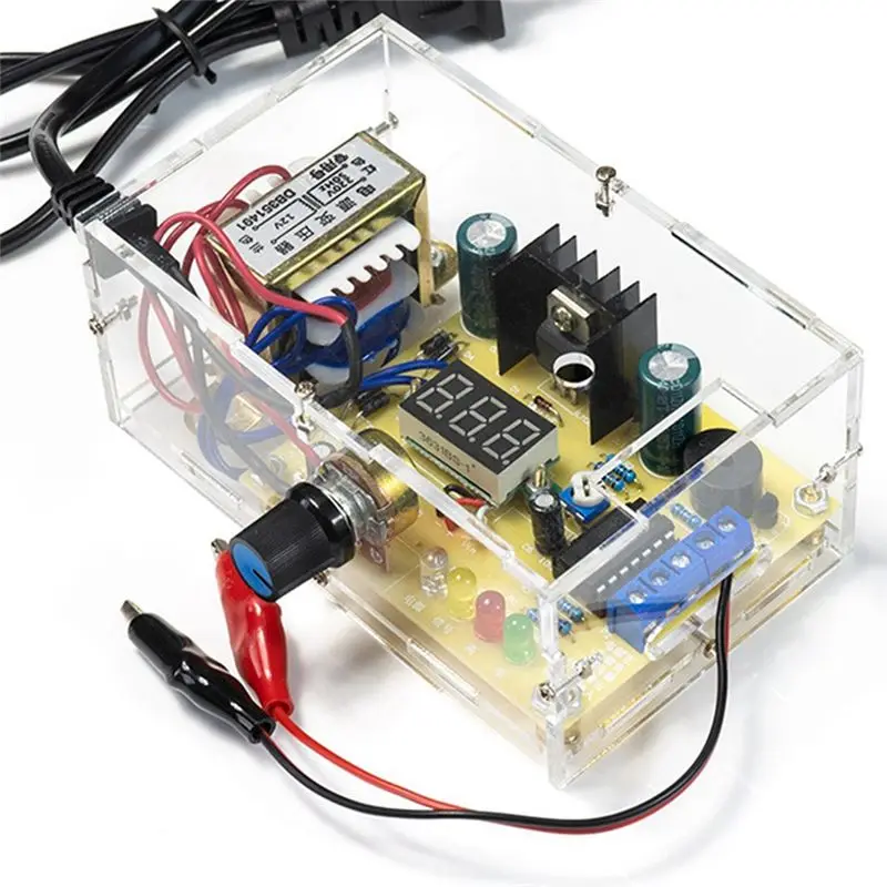 【빅딜】LM317 가변 전압 조절 전원 공급 장치 DIY 키트 AC 220V 안정화 전원 공급 장치 실험실 EU 플러그