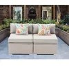 Outdoor Sectional 2-Piece Wicker Sofa in Pearl Gray, w 2 Stripe Pillows, Gray Cushions Elegant Patio Furniture Add-on Armless C 6