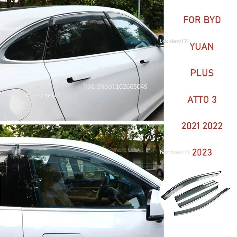 

4 шт. автомобильный козырек на окно и дверь для BYD Yuan Plus Atto 3 2021 2022 2023 автомобильный тент на вентиляционное отверстие Защита от солнца дождя и дыма автомобильные аксессуары
