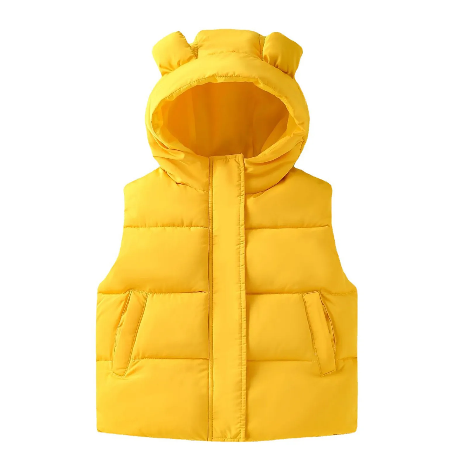 Girls Lightweight Jacket Toddler Boys Girls Sleeveless Winter Warm Outwear Vest Jacket Coat Bear Ears Solid Kids Snow