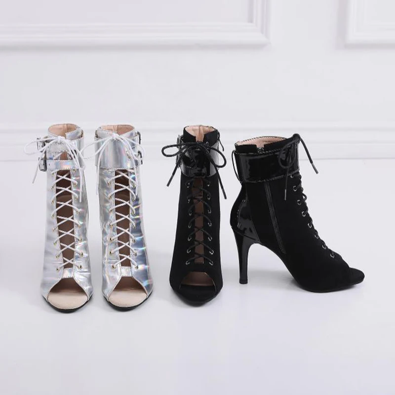 

Women's New High Heels Boots Outdoor Comfortable Fine-heeled Mesh Breathable Prom Latin Shoes Sexy Ballroom Dance Shoes