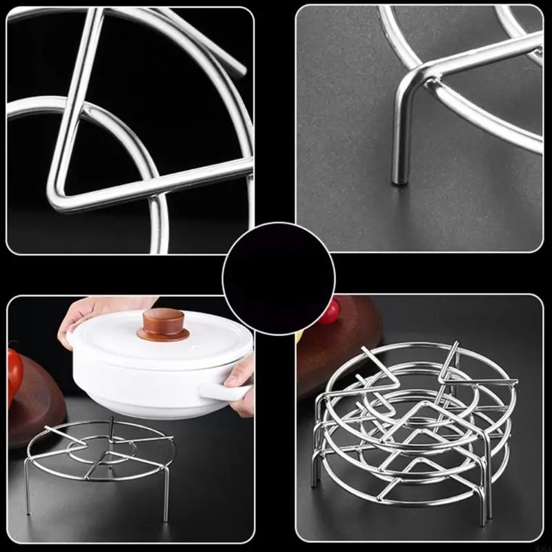 M3GA Stainless Steel Round Pot Rack Dumplings Steaming Tray Tableware Stand for Kitchen Cooking Accessories