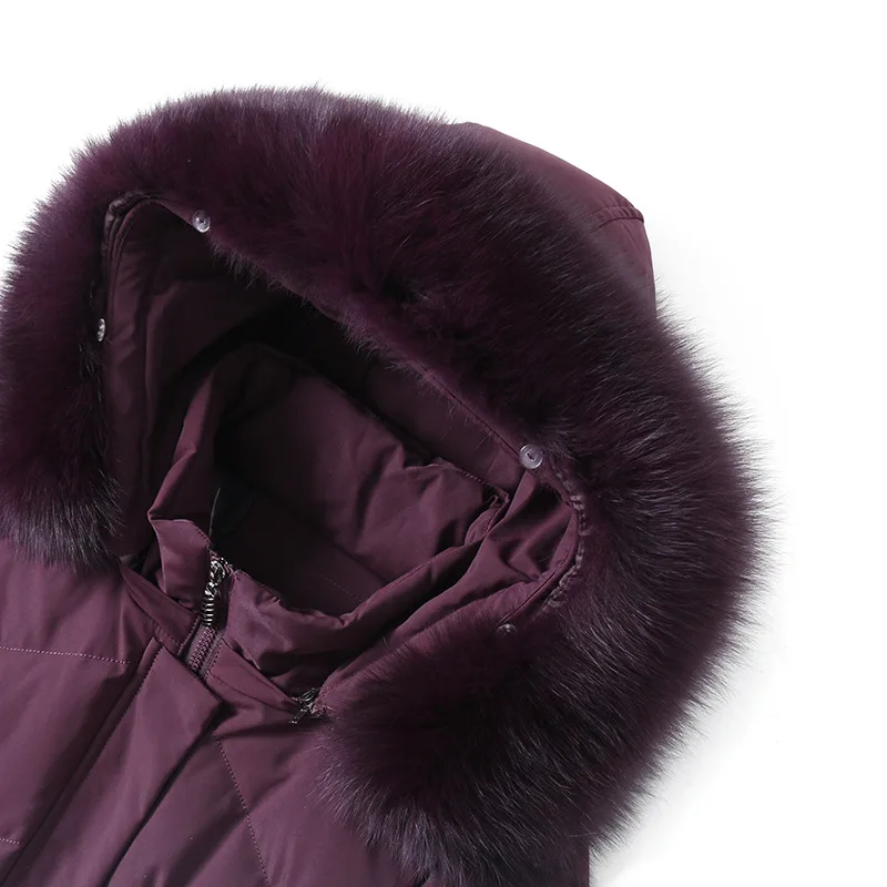 Real Fox Fur Collar White Duck Down Down Jacket for Women 2021 New Winter Clothing Middle-aged and Elderly Large Hooded Yrf Coat