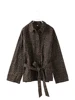 Leopard Print Jackets Women Casual Lapel Big Pockets Belt Coats Female 2025 Spring High Street Lady Outwears 6
