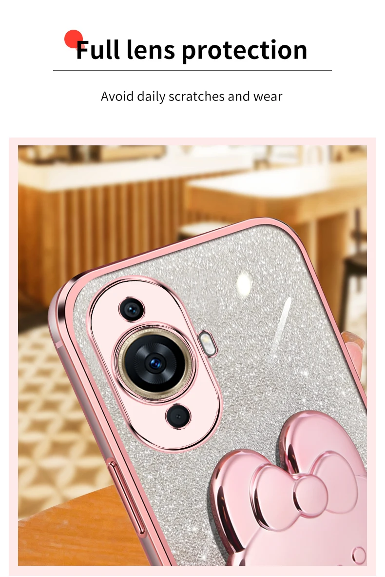 Honor8 Glitter Kaninchen Make-Up Spiegel Halter Fall Für Huawei Honor X8 8 X30 X40 X10 X20 50 9a 9 pro Weiche Abdeckung_voghion.com