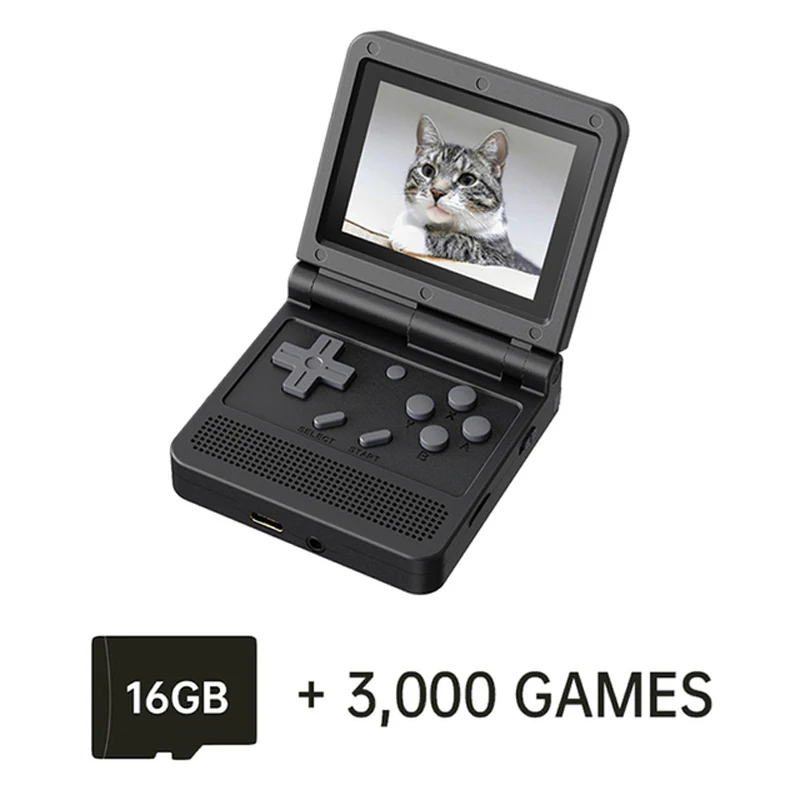 Powkiddy V90 Flip Pocket Video Handheld Game Console Open System 16 Simulators PS1 Retro Games Player Gamebox Gaming Consoles 