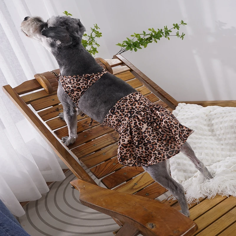 Fashion Leopard Pet Bikini Swimsuit Set for Small Dogs Schnauzer French Bulldog Summer Beach Skirts Female Dog Clothing