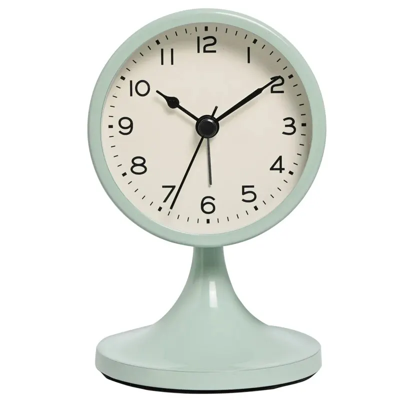 Vintage Nordic Silent Alarm Clock - Elegant Table and Bedside Nightlight Decor