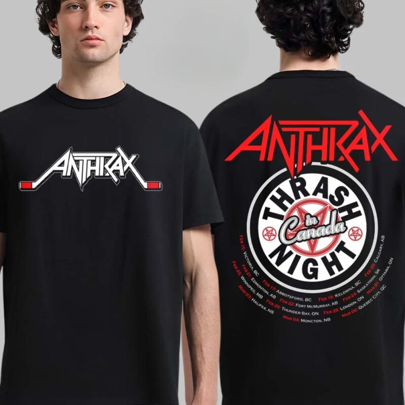 새로운 Anthrax 코튼 밴드 셔츠 유니섹스 여름 짧은 소매 패션 브랜드 티 럭셔리 캐주얼 빈티지 티셔츠