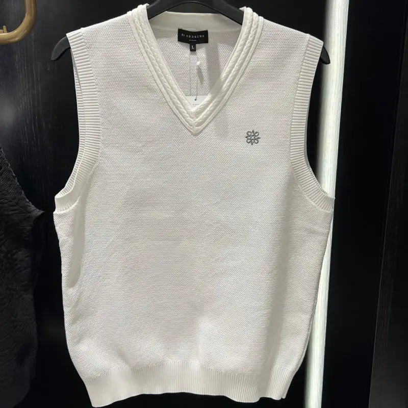ST ANDREWS 2024 New Men's Golf Clothing Fashion Knitted Fabric Versatile Solid Color Casual Vest Vest 2