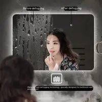 60x80CM Square Smart Hotel Bedroom Defogging Decorative Mirror LED Bathroom Mirror 3 Color Adjustable Backlight 2