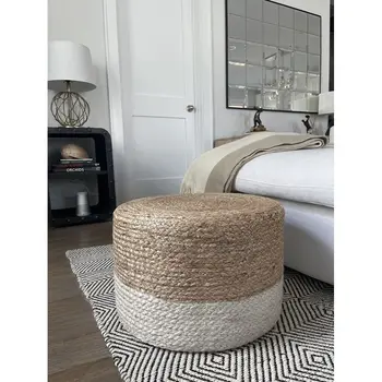 Braided Jute Pouf Ottoman 1