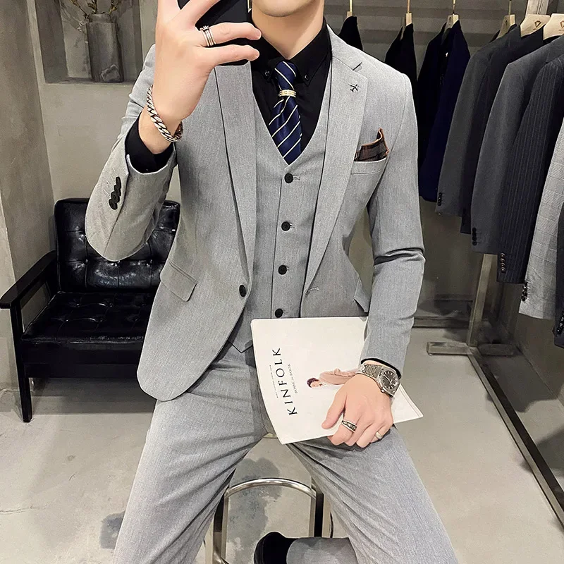 

F18- handsome suit men's suit slim groom wedding dress formal casual small man suit jacket