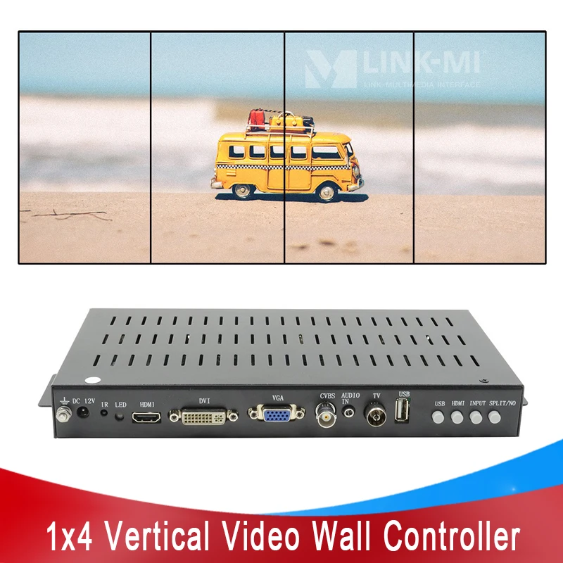 1x4 수직 비디오 벽 컨트롤러 2x2 1x2 1x3 2x1 수직 디스플레이에 대 한 자동 90 도 회전 HDMI VGA AV USB 입력 LINK-MI