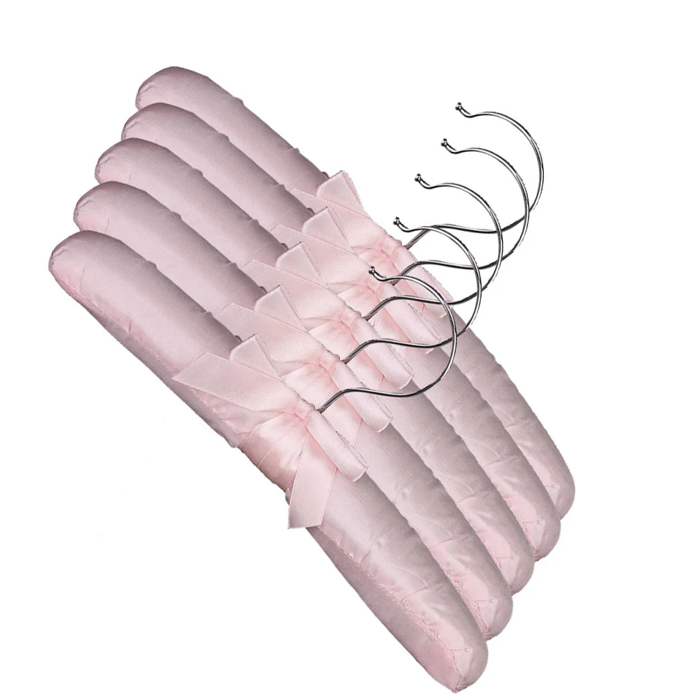 

5pcs Practical Sponge Padded Satin Hangers Clothes Racks Clothes Hangers ( )