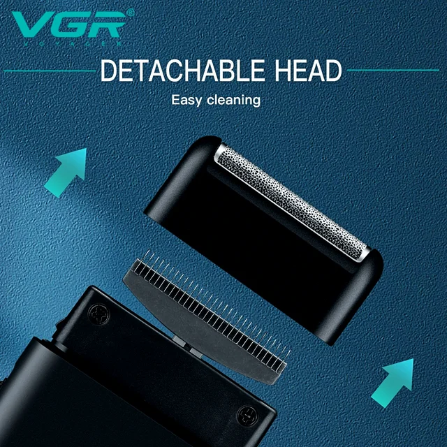 VGR Electric Shaver Professional Beard Trimmer Razor Portable Mini Shaver Reciprocating Shaving 2 Blade USB Charge for Men V-390 3
