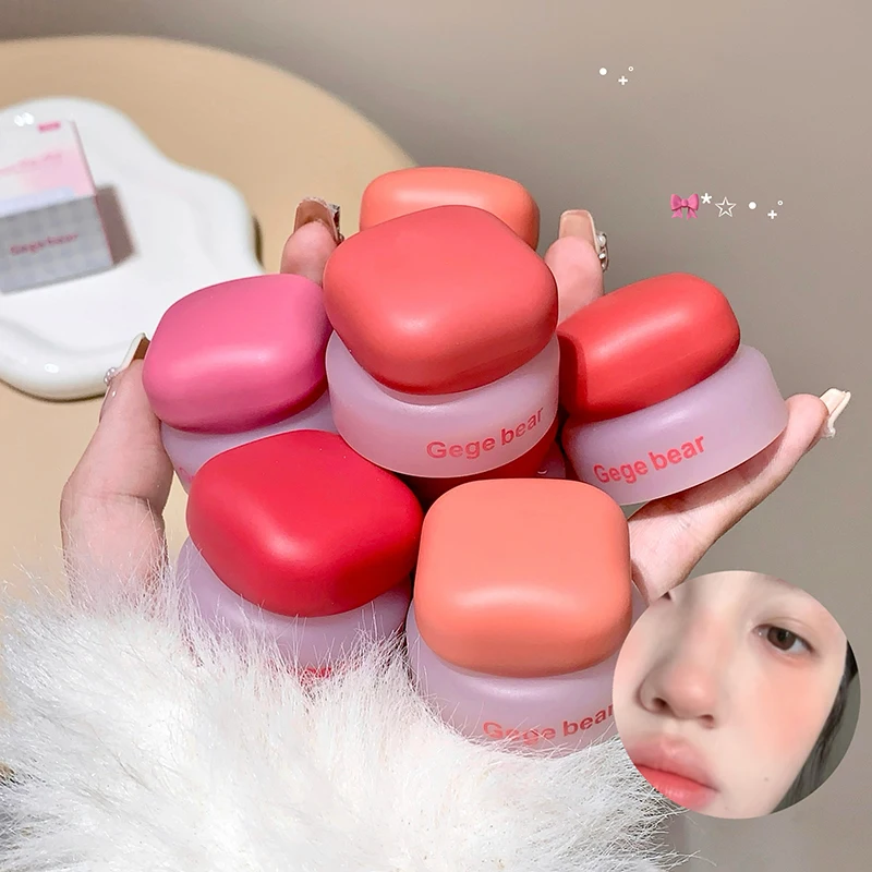 Lip Cheek Dual Purpose Makeup Lip Mud Matte Lipstick Mousse Solid Lip Gloss Peach Blusher Cream Soft Rouge Blush Korean Makeup