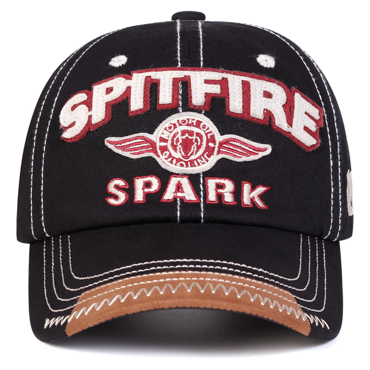 Unisex SPITFIRE SPARK Baseballkappen mit Stickerei, Frühling und Herbst, für den Außenbereich, verstellbare Freizeithüte, Sonnenschutzhut, Sportkappe – Detail 4