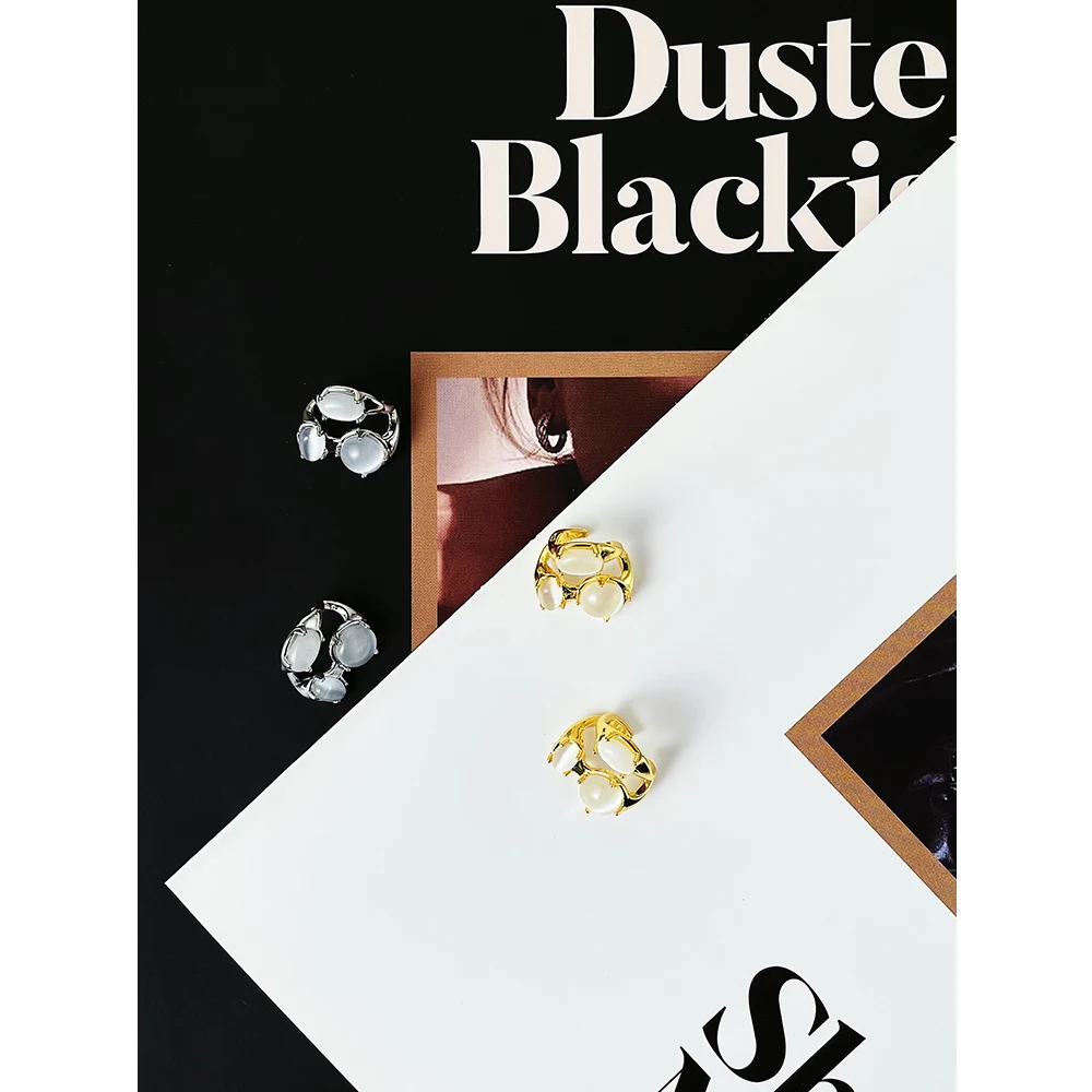 ENFASHION Opal Decorated Ear Cuff Earrings For Women Gold Color Fashion Jewelry Earring 2022 Gift Pendientes Mujer E221360