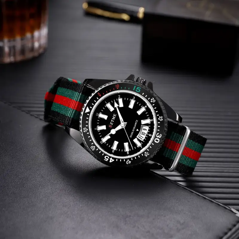 New fashionable men's nylon strap calendar watch, luxurious and simple business men's and women's night light quartz watch - Image 3