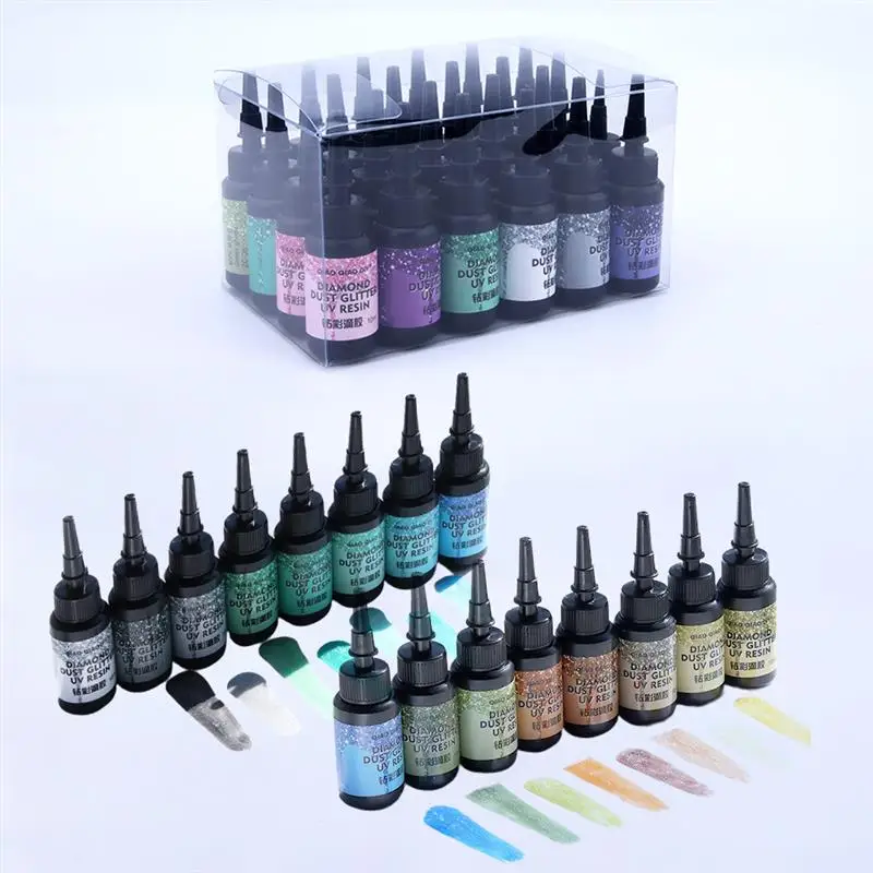 Color 10ML UV Resin Glue Kits Drill Flash Epoxy Resin UV Glue Set