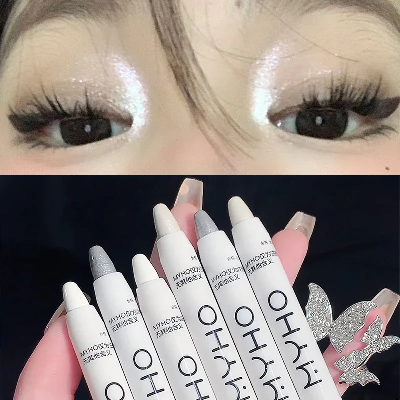 Eyeshadow Stick Eyeshadow Pen Matte Eyeshadow Eyeshadow Eyeliner Eyeshadow Pencil Matte White Lying Silkworm Highlighter Pen Pearlescent Eyeshadow Stick Brightening Pearl Eyeliner Waterproof Glitter Eye Shadow
