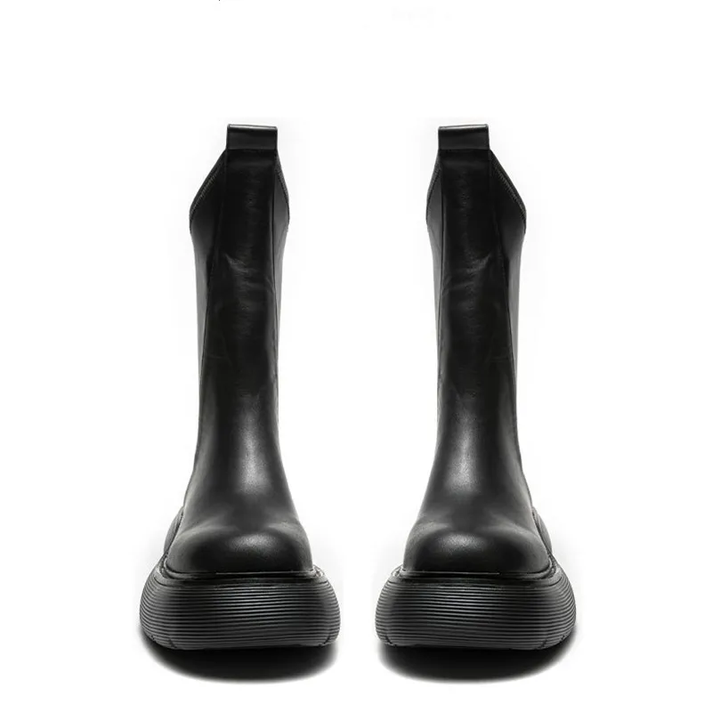Original Design High Barrel Chelsea Short Boots for Men New High Rise Boots Trend Thick Sole