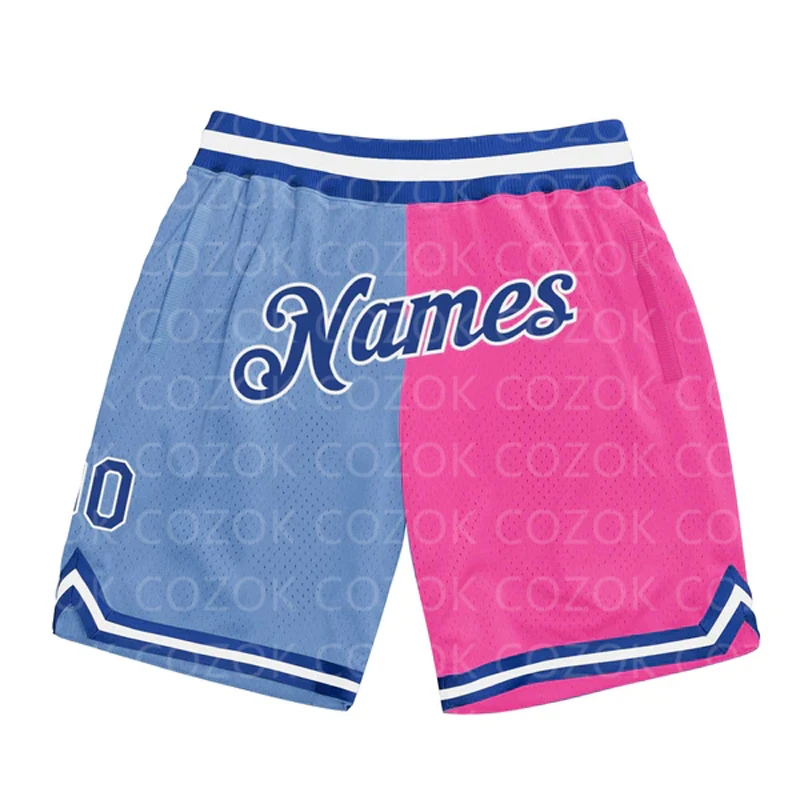 

Custom Blue splice Authentic Basketball Shorts 3D Printed Men Shorts Your Name Mumber Quick Drying Beach Shorts