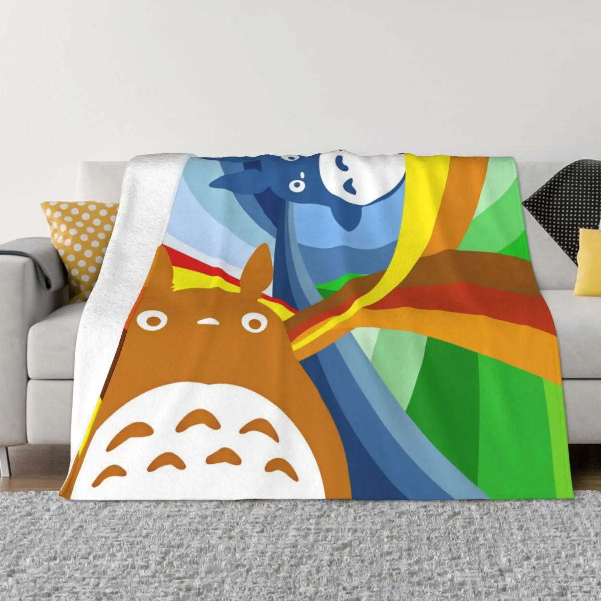 

My Neighbour Totoro Blanket Flannel Decoration Color Portable Home Bedspread