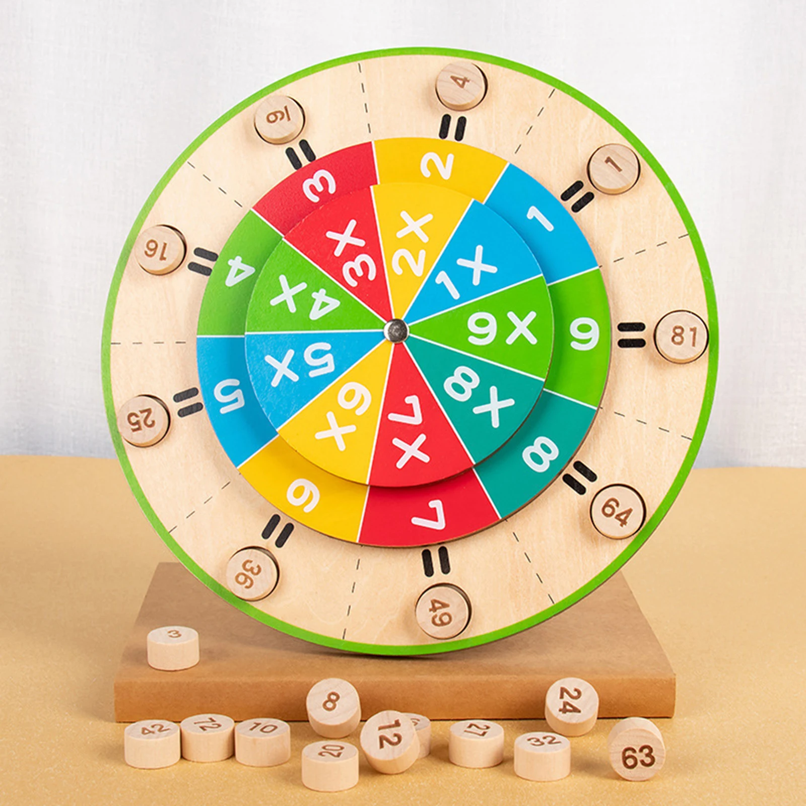 Educational Toys Counting Wooden 99 Multiplication Table Turntable Educational Toy Mathematics for Kid Classroom Teaching Learning Toys Activities