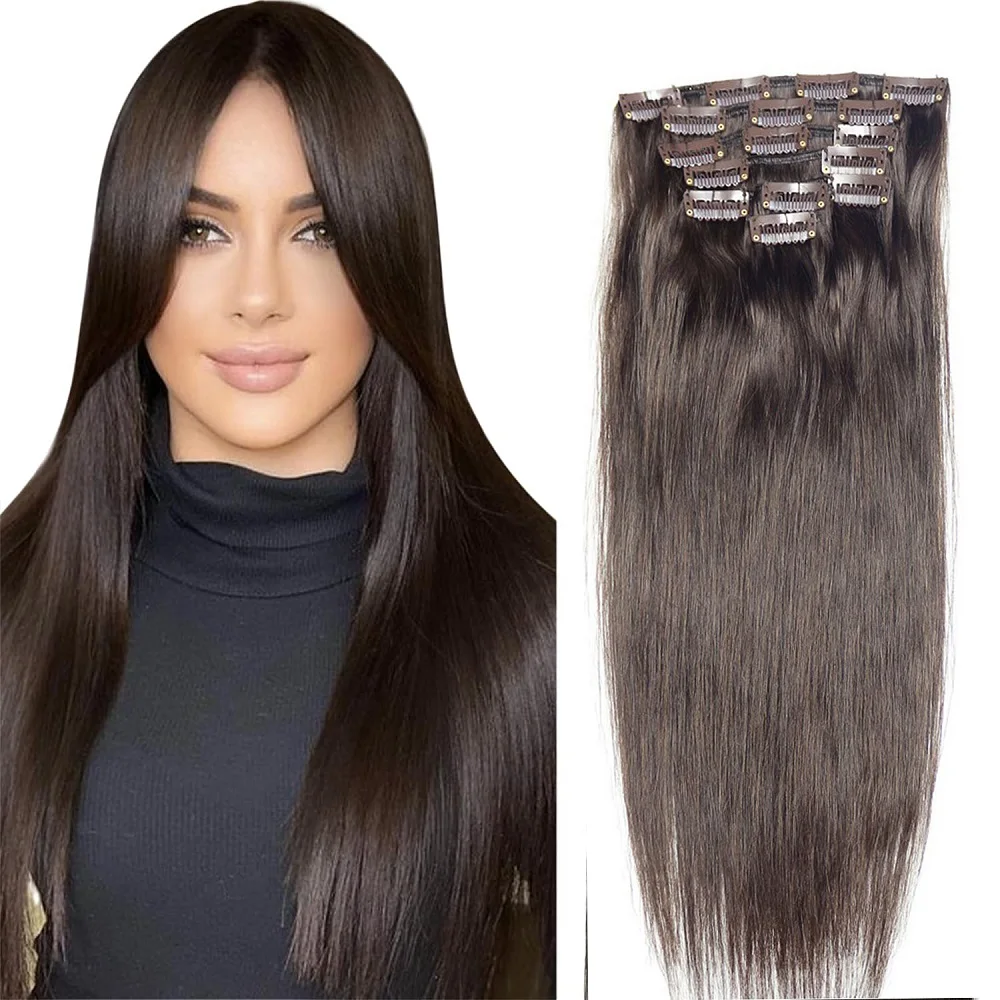 Chocola16"-24" Remy Hair 7pcs Set Clip in Human Hair Extensions 100g Brazilian Real Human Extensions