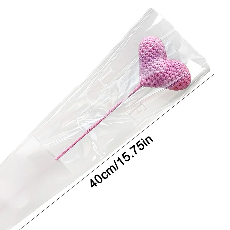 1PC 40cm 8Colors Knitted Heart Shape Flowers Hand Woven Crochet Wedding Party Birthday Teachers' Valentine's Day Decor Gift knitting supplies knitting material weaving tools