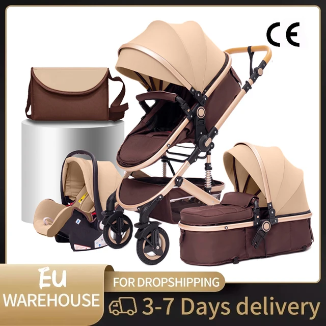Poussette bébé 3 en 1 facile à plier multifonctionnelle poussette voyage Portable landau siège de sécurité norme ue livraison gratuite 1