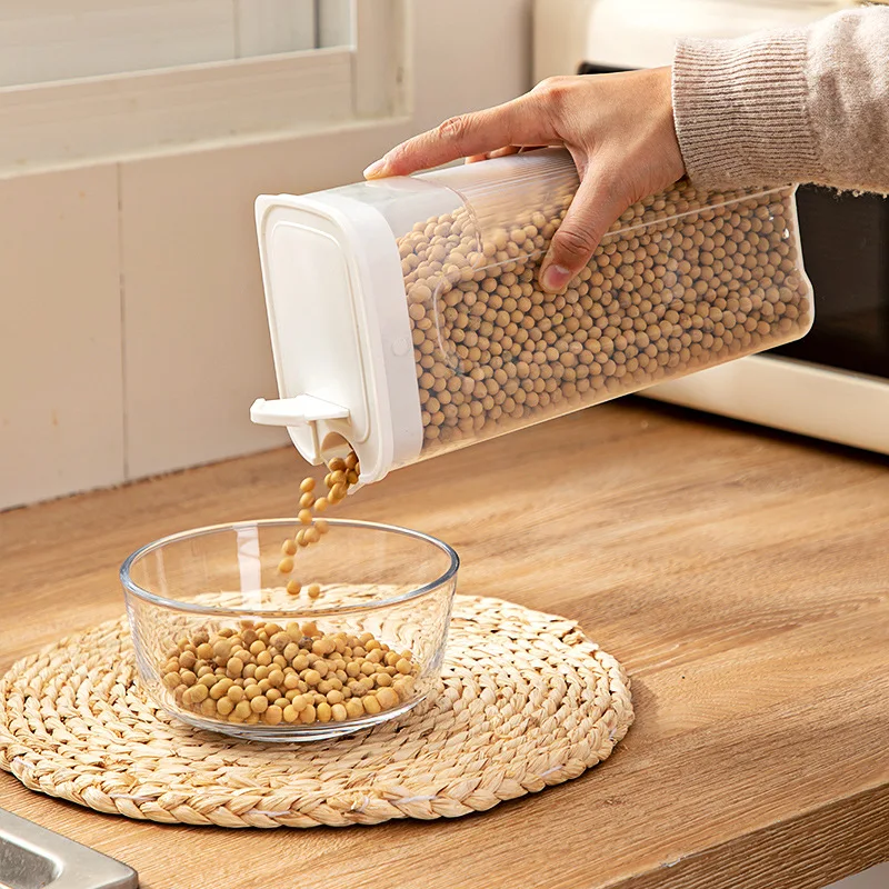 Kitchen Transparent Sealed Jar Plastic Household Cereals Grains Storage Box Hermetic Cans Organizer Bulk Classified Container 4