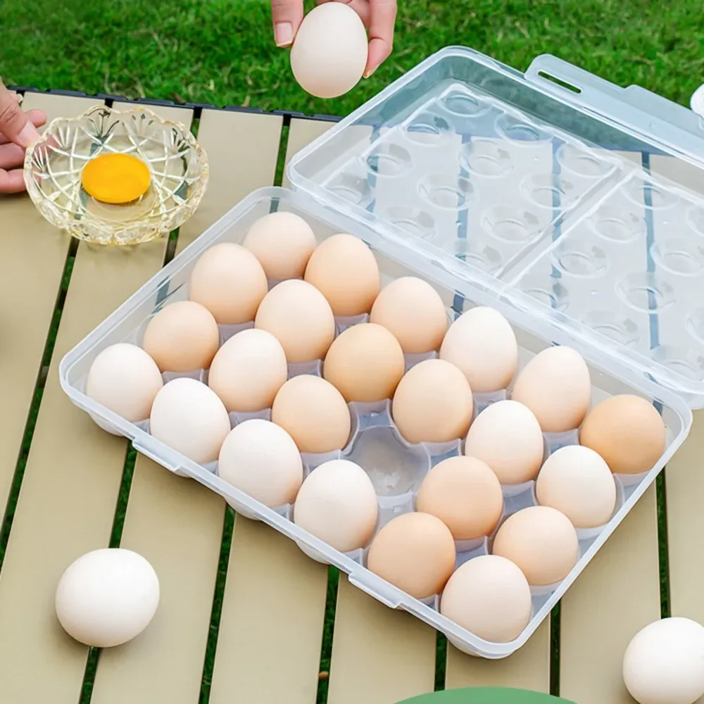 Egg Holder Plastic Egg Storage Box Egg Organizer for Fridge Portable Egg Tray with Lid for Refrigerator Camping Hiking Outdoor 6