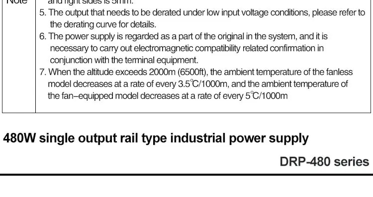 Description Picture 6 of item480W DC 12V 24V 36V 48V Output Voltage 10A 13.3A 20A 40A DRP-480 Rail Type Switching Power Supply Transformer