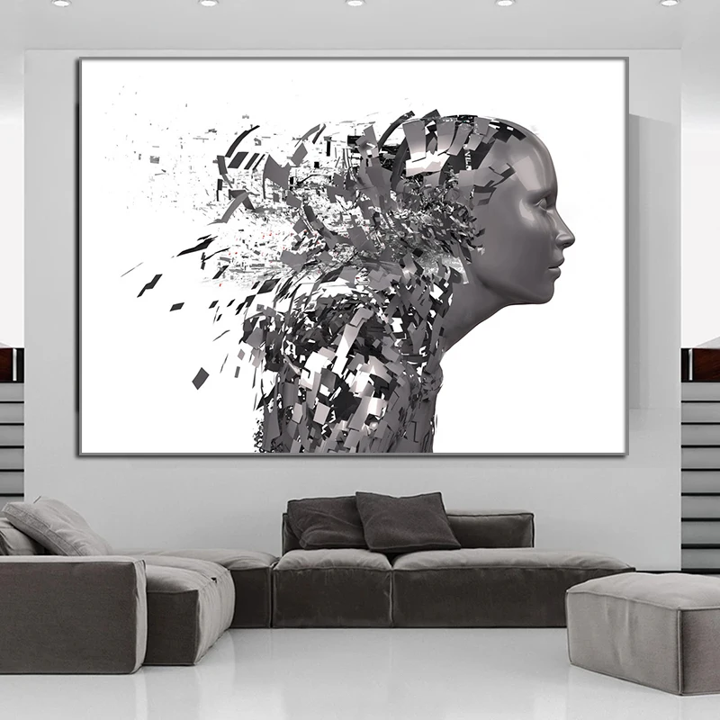 

Abstract Figure Character Shattered into Pieces Sculpture Canvas Painting Poster Print Wall Art Picture Livingroom Cuadros Decor