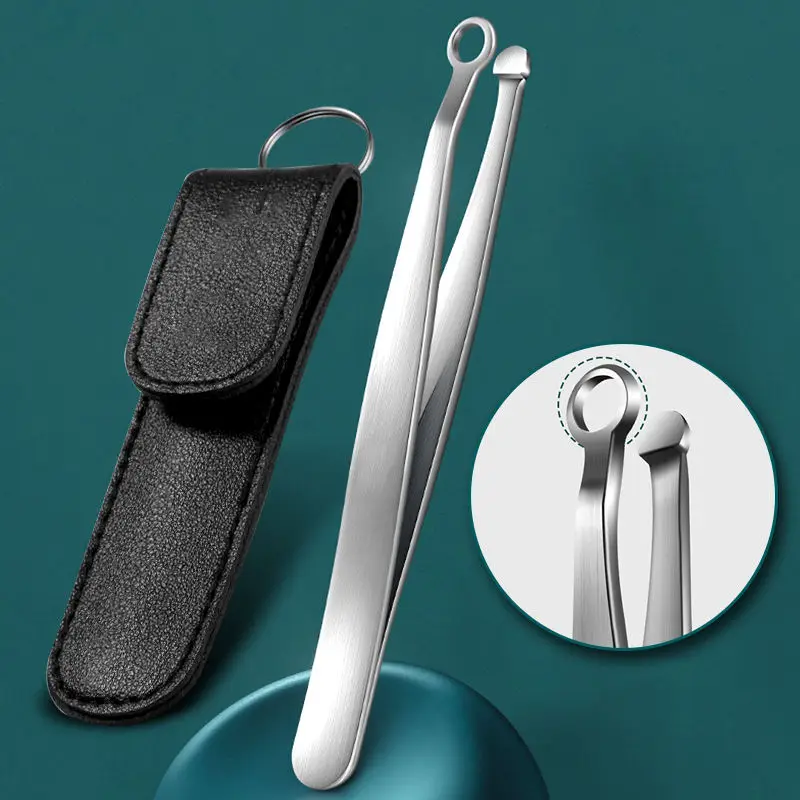 Nose Hair Trimmer Tweezers Stainless Steel Eyebrow Hair Clipper Portable Hair Trimming Care Tool with Organizer Pouch 5