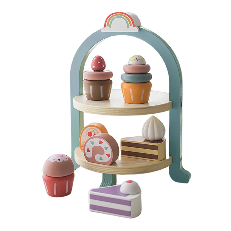 

Mini Children Cake Delectable Desserts Wooden Pretend Play Foods Imaginative Kitchen Toy Afternoon tea set for boys girls toys
