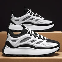 Chunky Sneaker Men Designer Running Shoes Fashion Casual Microfiber Leather Mesh Breathable Height Increased Flat Platform Shoes 1