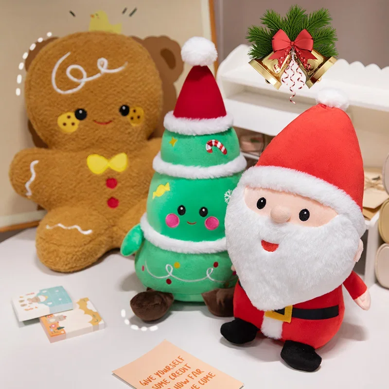 Wholesale Lovely Christmas Series Plush Toys Cute Santa Claus Christmas tree Gingerbread man Reindeer Snowman Grandma Doll Gift