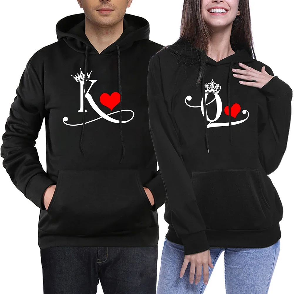 

Lover Hoodies Fashion Couple Clothing King and Queen His and Her Hooded Sweatshirt Pullover Harajuku Hoodies Streetwear