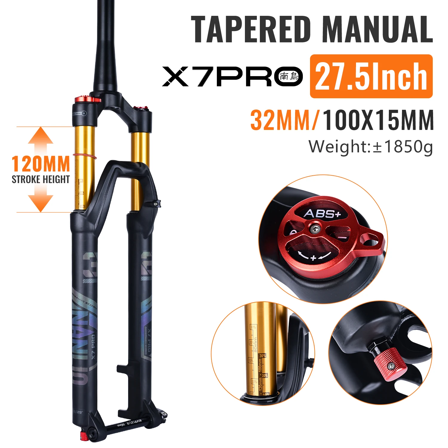 Nanlio X7 PRO Mountain Bike Suspension Oil Gas Fork 120/140mm