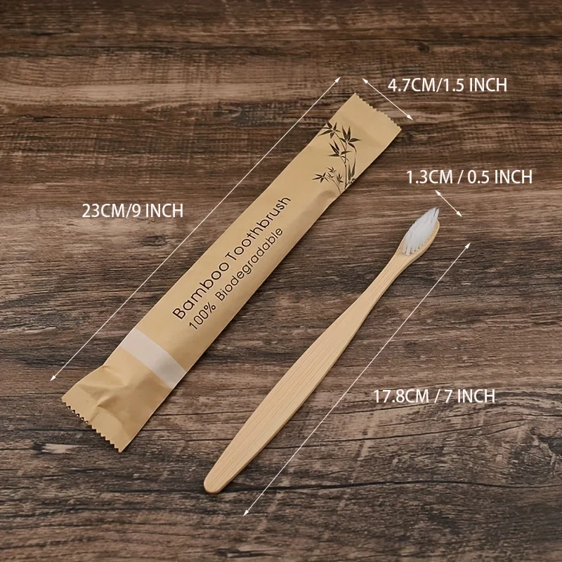 10-Pack Eco-Friendly Soft Bamboo Toothbrush Set - Colorful, Reusable, and Portable for Home, Travel, and Hotel Use